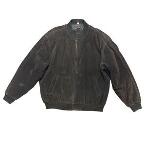 Outdoor Exchange Men's Brown Suede Leather Bomber Jacket Size: XLT